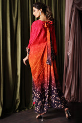 2-Pc Printed Raw-Silk Kaftan with Trouser CMA-3-16